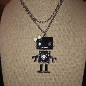!!NEGOTIABLE!! Robot necklace with a Diamond Heart